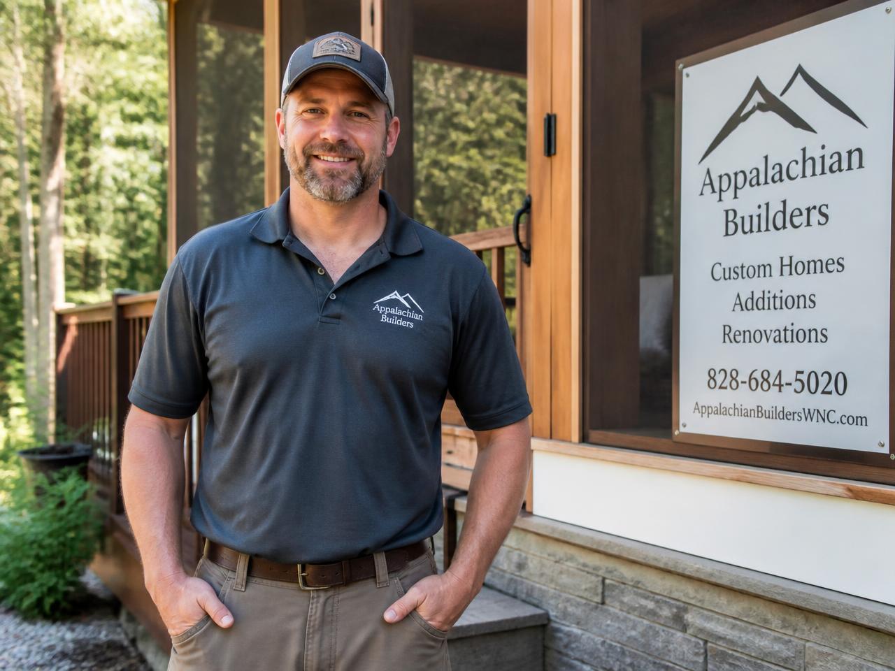 Local contractor outside a Western North Carolina home